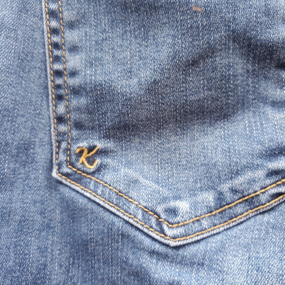 Kut From the Kloth Distressed High Rise Crop Straight Leg Raw Hem Jeans Size 16 - Picture 3 of 12